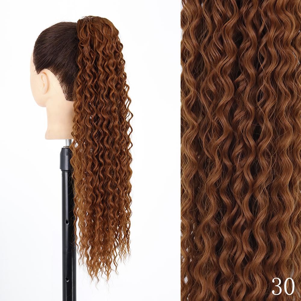 XINRAN Long Curly Clip In Ponytail Hair Extensions Natural Synthetic Blonde Drawstring Pony Tail Hairpieces for Afro Women