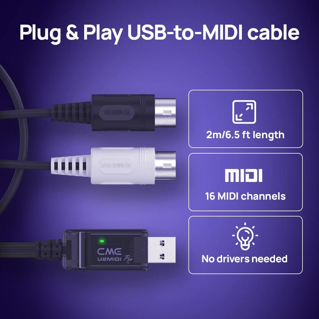 MIDI-кабель CME USB с фильтром и маппером 6,5 фута 2 м Модель U2MIDI Pro