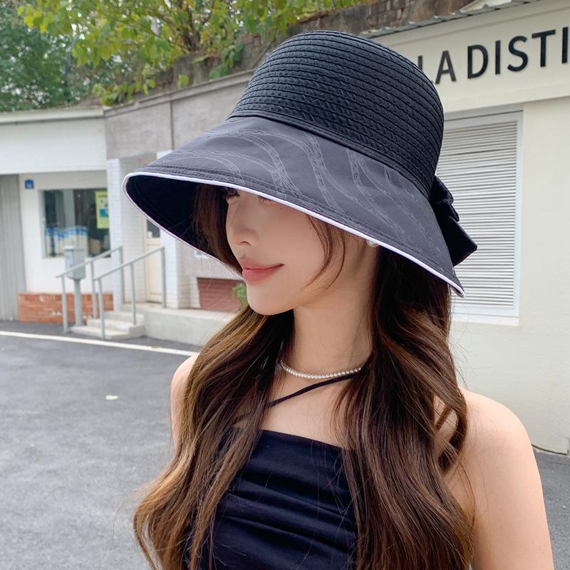 Шляпа женская летняя в полоску с широкими полями шляпа-ведро универсальная для лица маленькая дорожная солнцезащитная шляпа