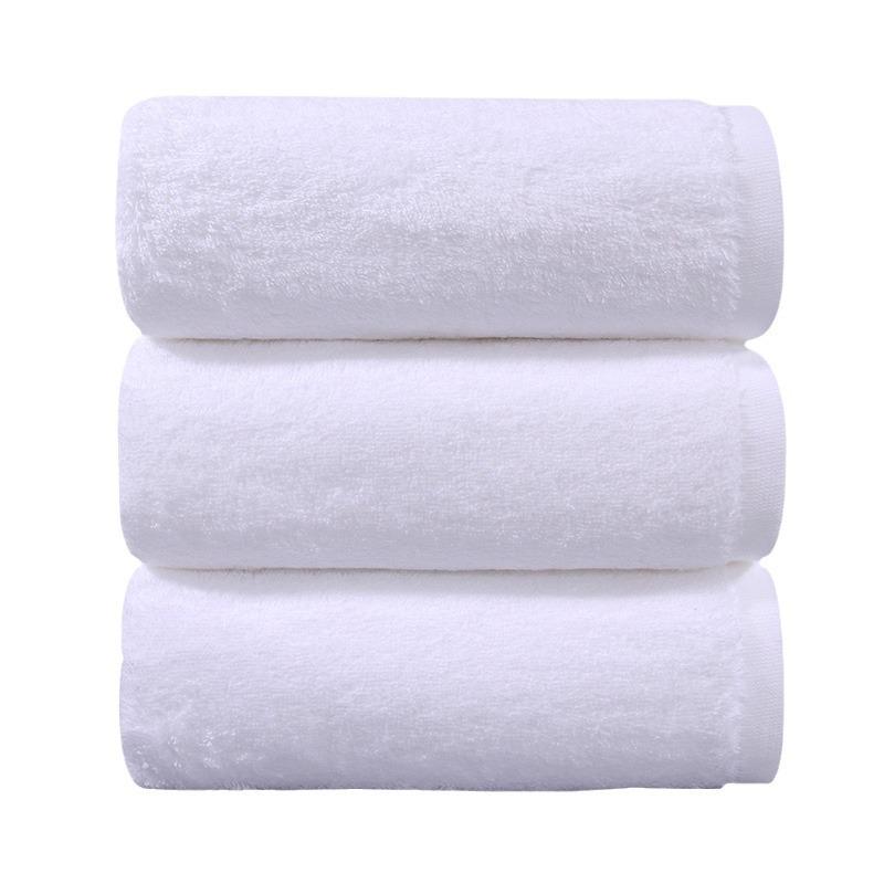 Extra Large 600g Pure Cotton White Bath Towel for Hotels, Guesthouses, and Salons; Customizable with Embroidered Logo