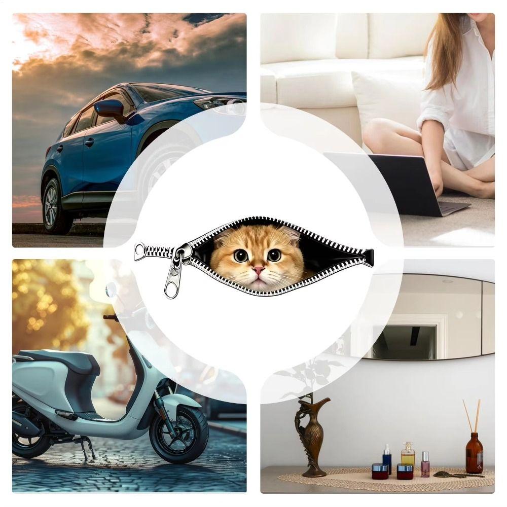 Waterproof Cat Car Sticker Zipper Design Car Window Glass Sticker Pet Lover Decoration