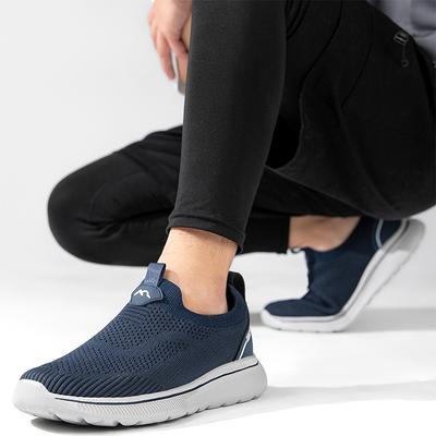 Мужские кроссовки Slip On, повседневные спортивные кроссовки, темно-синие дышащие кроссовки с сеткой Air Mesh, женские кроссовки для ходьбы