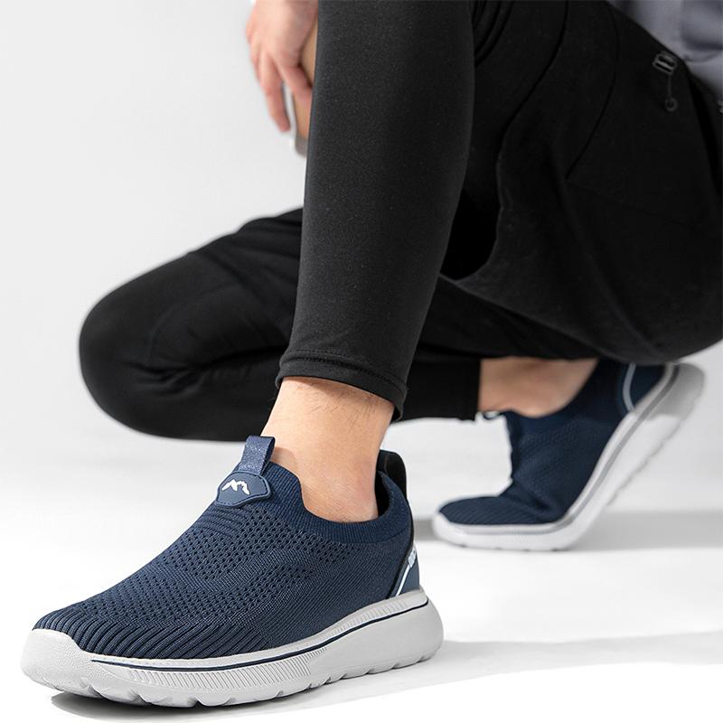 Мужские кроссовки Slip On, повседневные спортивные кроссовки, темно-синие дышащие кроссовки с сеткой Air Mesh, женские кроссовки для ходьбы