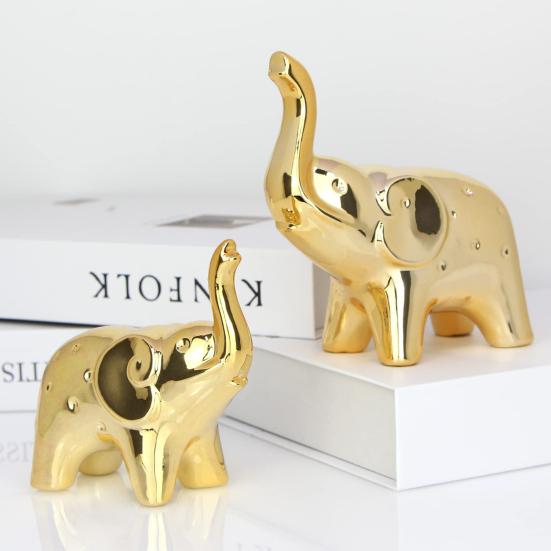 1 Pair Elephant Statue Home Decor Ceramic Elephant Figurines Desktop Elephant Sculpture for Office Bookshelf Living Room