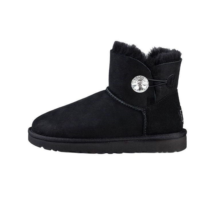 UGG Bailey Button Bling Sheepskin Теплые Простые Удобные Зимние Сапоги Женские Сапоги Черные 1016554-BLK