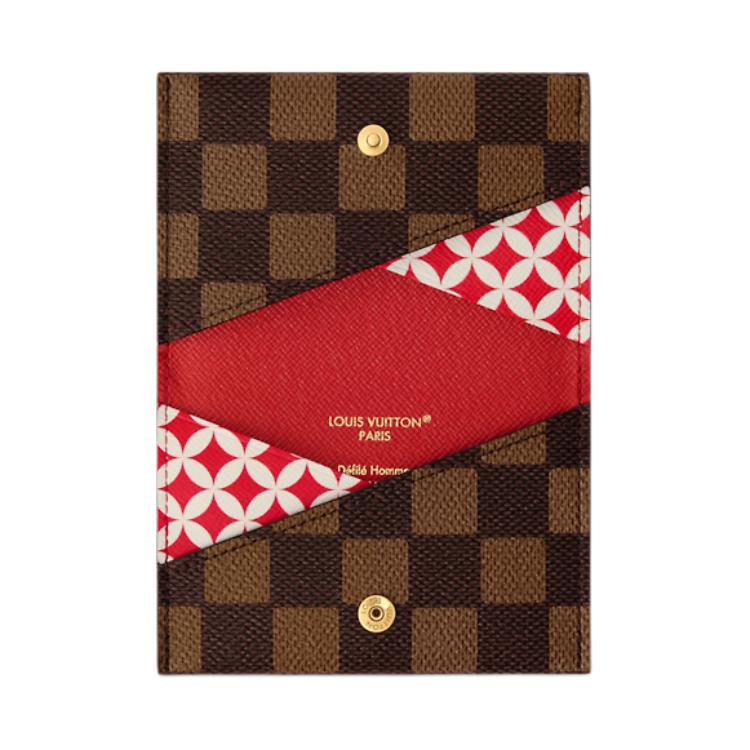Louis Vuitton X Nigo Slim Brand Logo Check Pattern Print Damier Phriendship Coated Canvas Card Holder Men Card Holder Brown N40812