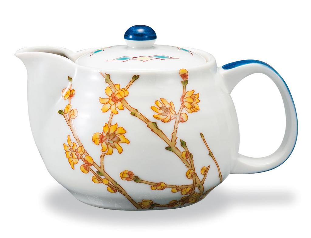 Кутани Яки Иватая Красивый чайник с четырьмя горшками Робаи "Времена года Японии" (январь) АП7-5167