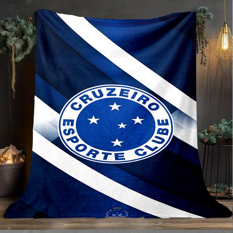 1PC Cruzeiro Esporte Clube Crest Printed Soft Flannel Blanket Throw for Adult Bedroom Living Room Sofa Camping Travel Fan gifts Christmas Gifts