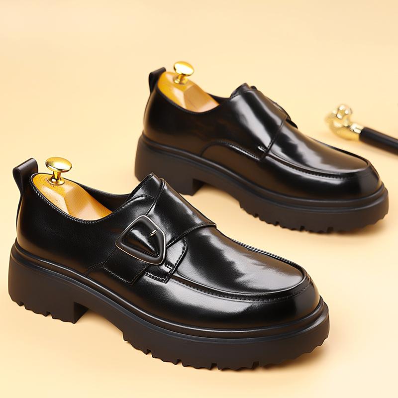 Fashion Thick Bottom Men Loafers All-match Wedding Men Shoes Casual Fashion Walking Shoes Men's New Arrival Leather Male Business Shoes