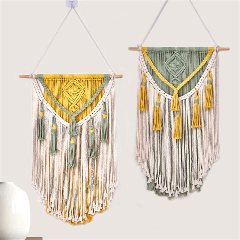 Colorful Handwoven Cotton Rope Tassels Wall Hanging Tapestry for Home Decoration Living Room or Bedroom Wall Pendant
