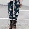 Women's Casual Christmas Tree Snowflake Print Slim Fit Elastic Yoga Pants Cropped Pants