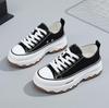 Women's Sports Shoes Spring Autumn Round Toe Casual Thick-soled Lace-up Canvas Shoes Outdoor Running Women Vulcanized Shoes