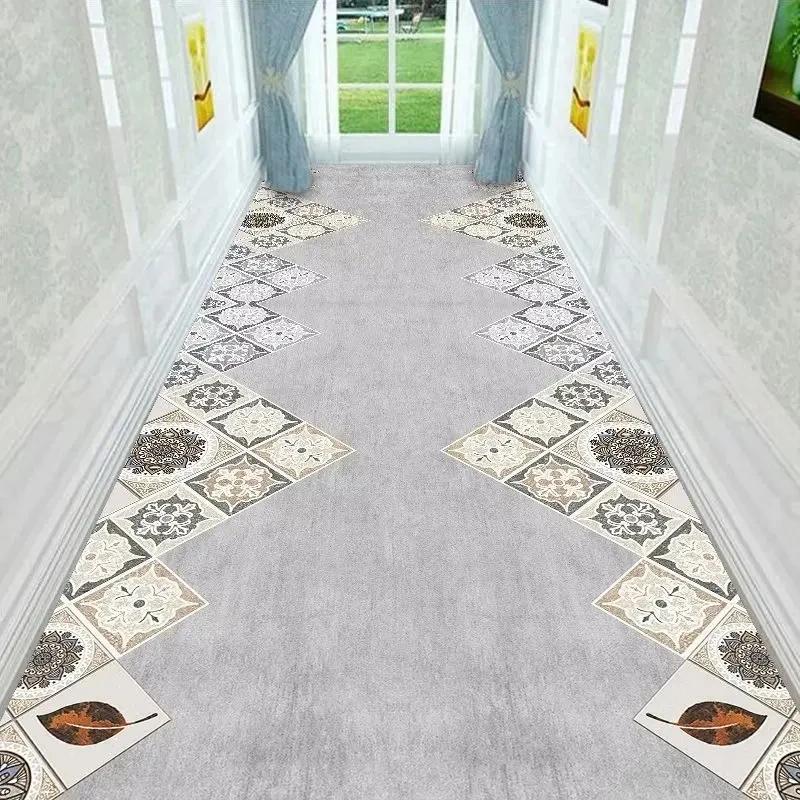 Simple Long Corridor Carpet Hotel Hallway Aisle Rug Home Office Stair Carpet Bedroom Kitchen Floor Mat Decorative Entrance