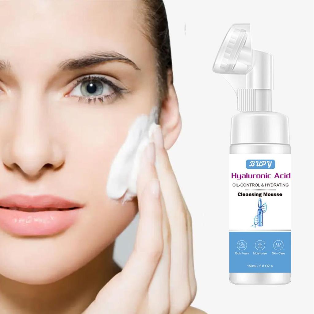 Moisturizing Facial Cleansing Mousse with Hyaluronic Acid for Refreshing and Deep Cleansing