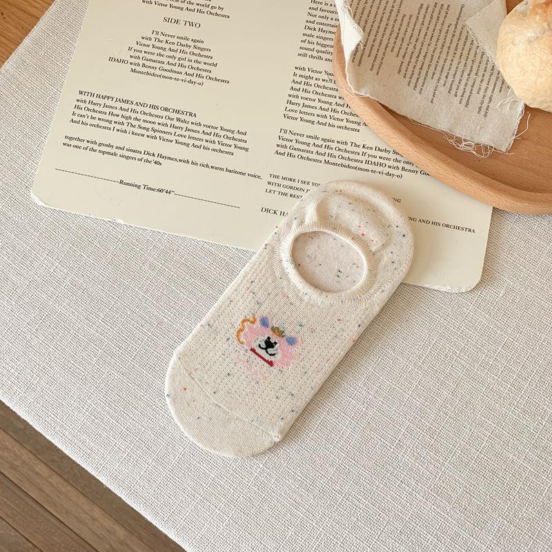 Женские летние тонкие хлопковые милые мультяшные невидимые силиконовые нескользящие носки с не спадающей пяткой