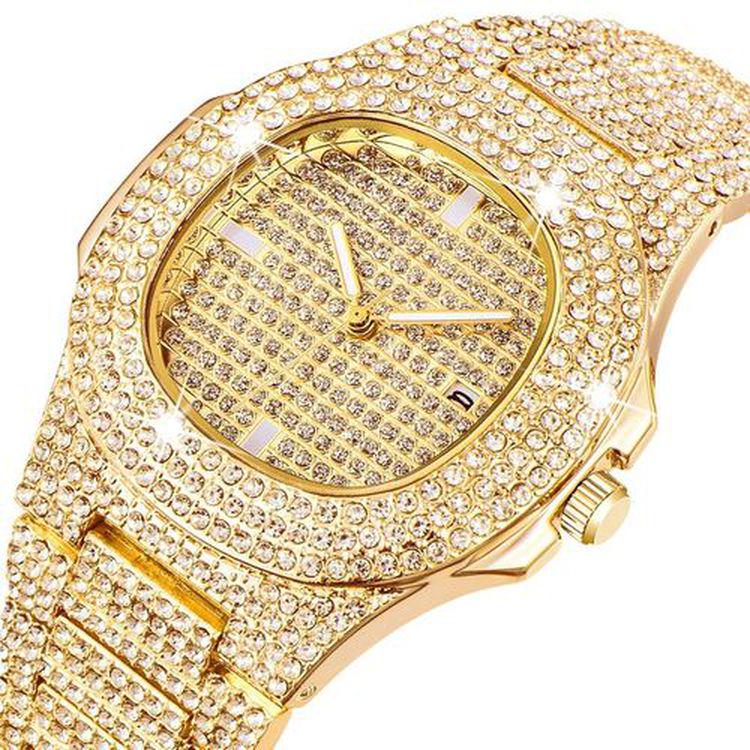 Diamond Watch Gold Plated Business Watch Stainless Steel Waterproof Woman Girl Quartz Watches