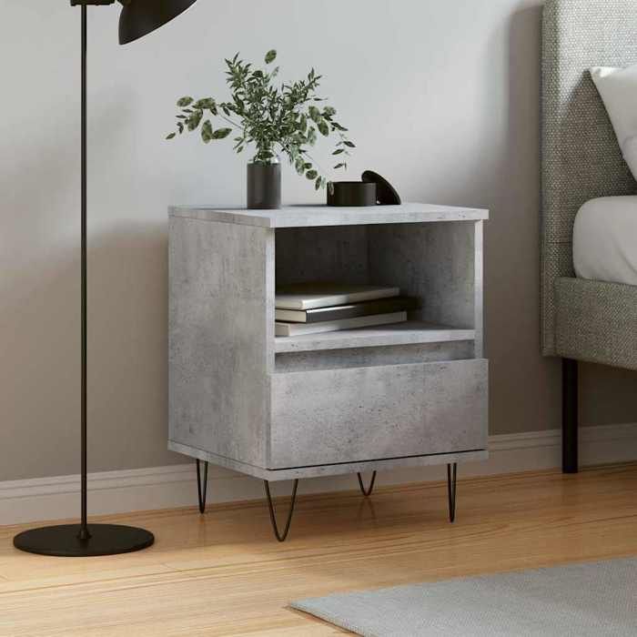 Maison Exclusive - Table de chevet gris béton 40x35x50 cm bois d’ingénierie