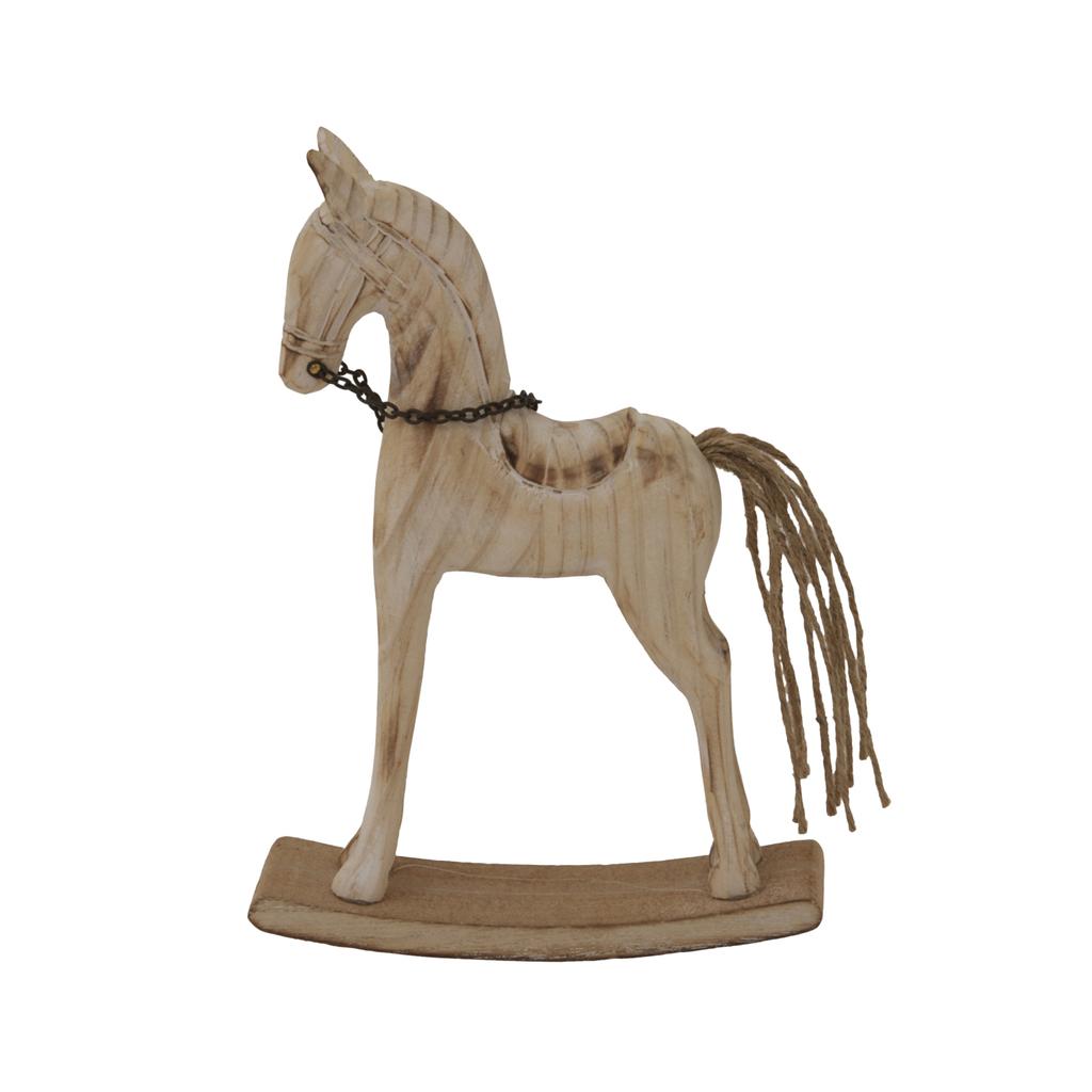 Hill Interiors Natural Wood Rocking Horse Christmas Decoration