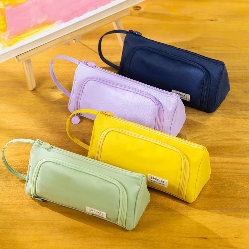 Portable Pencil Storage Bag Solid Color Pen Box Stationery Pouch School Office Supplies
