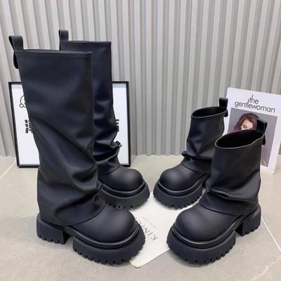 Женские мотоциклетные ботфорты в стиле панк, модная обувь на толстом каблуке, осенне-зимние, нескользящие женские рыцарские ботильоны