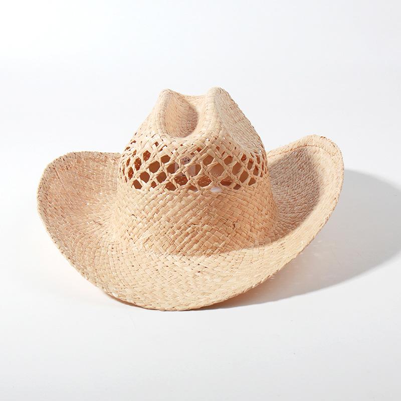 Women's concave-top, loose-brimmed Lafite beach hat, wide-brimmed sun hat, summer vacation sun hat