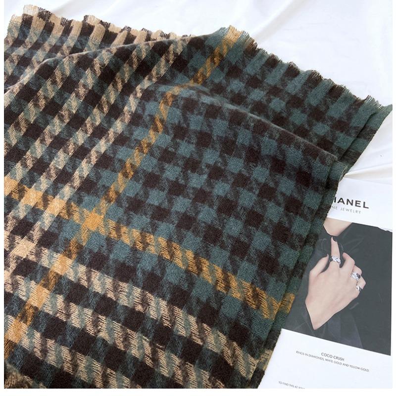 Scarf Women's Winter New Imitation Cashmere Thousand Birds Plaid Scarf Thickened Versatile Warm Shawl