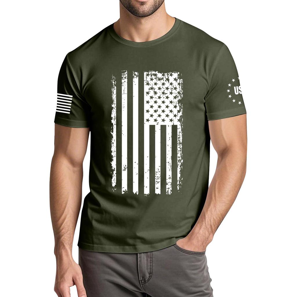 Мужская модная повседневная футболка с круглым вырезом и коротким рукавом с принтом «День независимости»