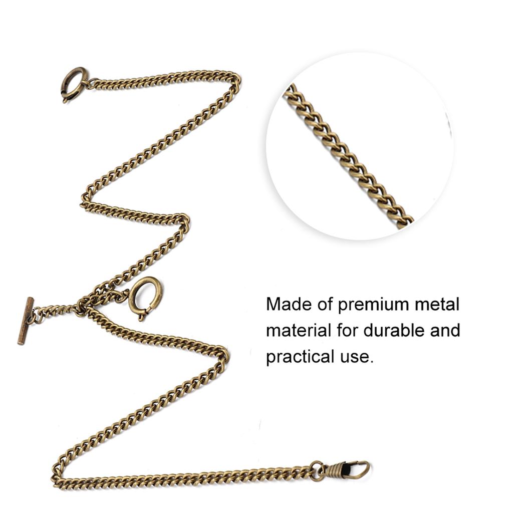 44cm Retro Vintage Metal Pocket Watch Chain Link Classic Antique Gift (Bronze)