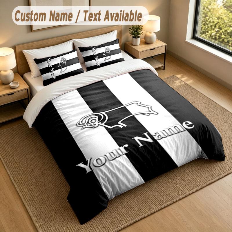 Bedding Set 1 Duvet Cover 2 Pillowcases Derby County Print Soft Bed Linen Bedroom Decor