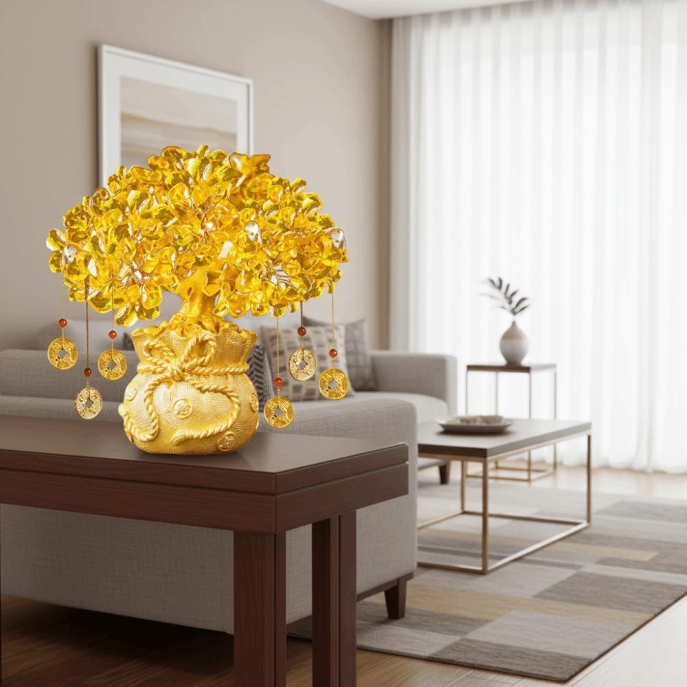Feng Shui Lucky Money Tree Chinese Style Fortune Ornament Natural Crystal Wealth Tree Home Decor