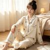 Japanese cartoon graffiti style casual imitation cotton pajamas women's sweet loungewear long sleeves trousers two-piece set