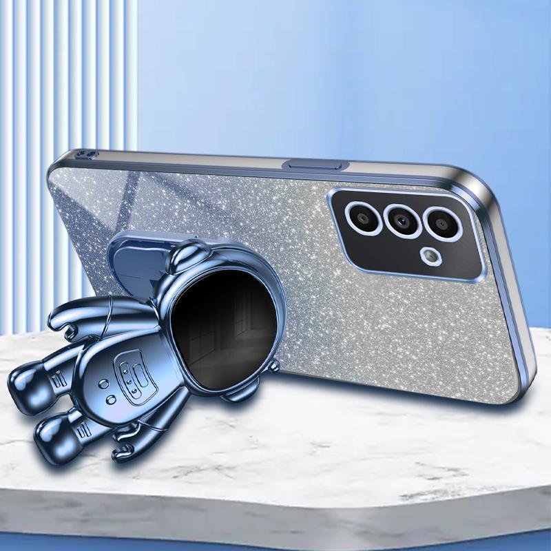 For Samsung Galaxy A25 5G (Global) (161.0 x 76.5 x 8.3mm) Electroplating Phone Shell Case PC+TPU Phone Cover with Astronaut Kickstand