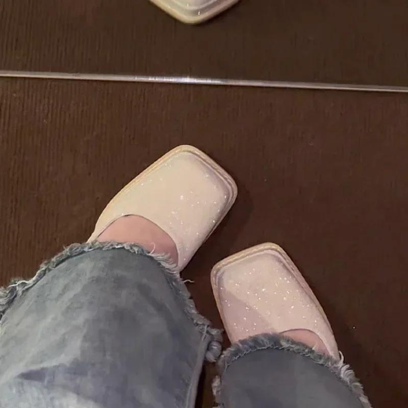 Новые модные туфли-лодочки в корейском стиле с квадратным носком для женщин, милые туфли Jane с бусинами, элегантные свадебные туфли для невесты, большие размеры 34-42