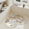 Creative Beige Heart Pattern Kitchen Floor Mat Cream Style Irregular Decoration Home Carpet Easy To Clean Easy Care PVC Foot Mat