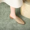 2024 Летняя женская обувь из натуральной кожи, женские сандалии с острым носком, однотонные современные сандалии для женщин, женские мюли на толстом каблуке