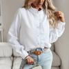 Женская кардиганная рубашка с рюшами и длинным рукавом, однотонная блузка, элегантный топ