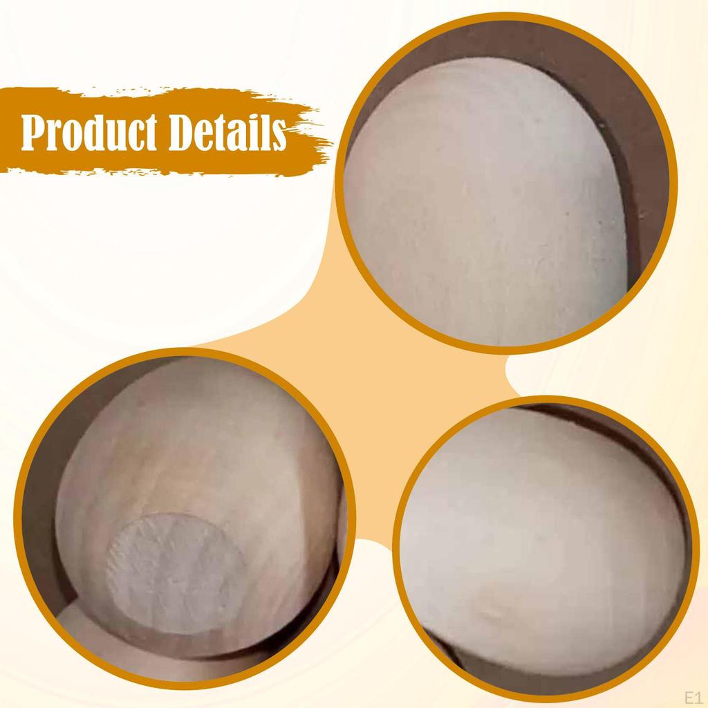 6Pcs Unpainted Wooden Eggs Easter Decorations Smooth To Paint Decorate Fake Unfinished Craft