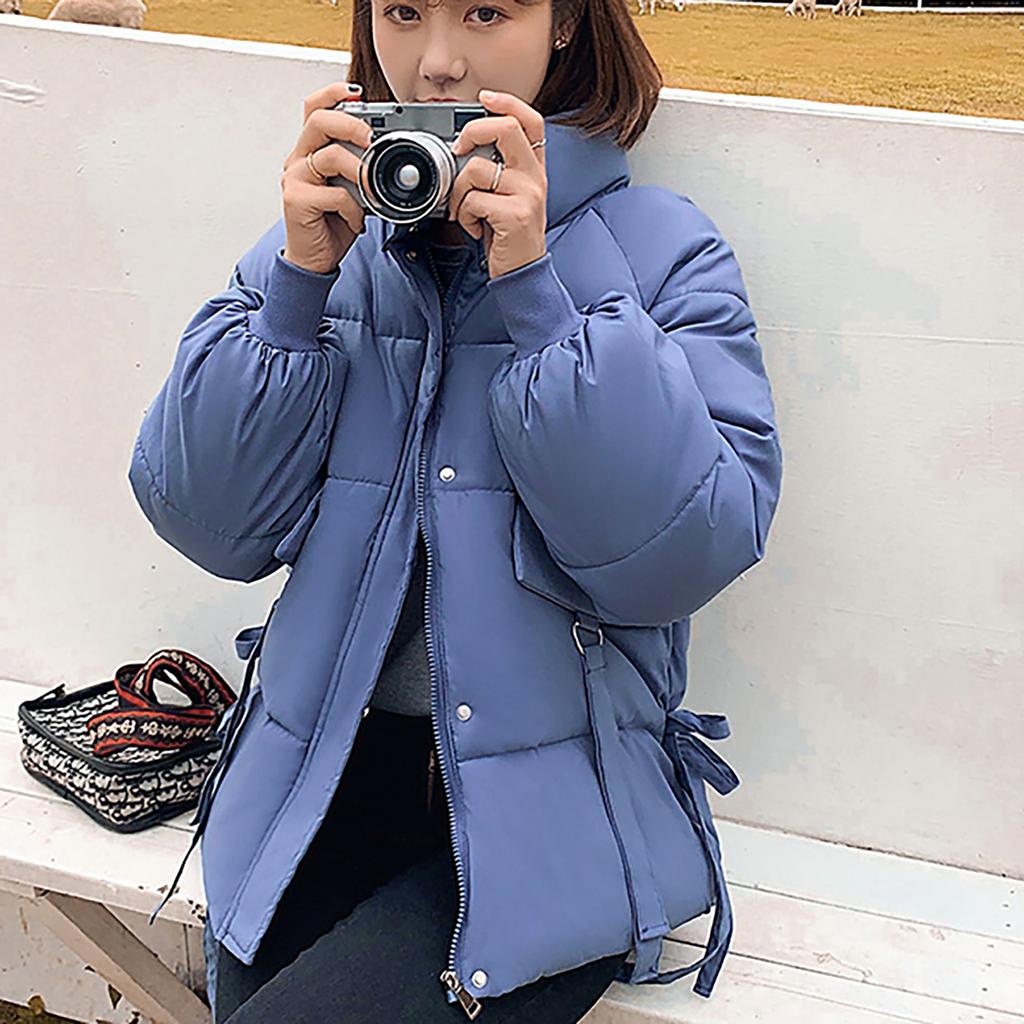 Women Fashion Long Sleeve Bread Jacket Solid Color Cotton Coat Jacket Overcoat