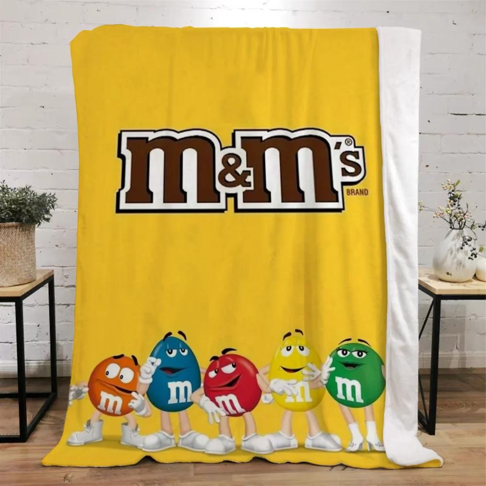 Смешное одеяло M&M's для диванов Роскошное постельное белье Пляжное полотенце Покрывала для кровати Персонажи Пушистое Клетчатое Домашний интерьер Плед На колени Мягкое Для сна