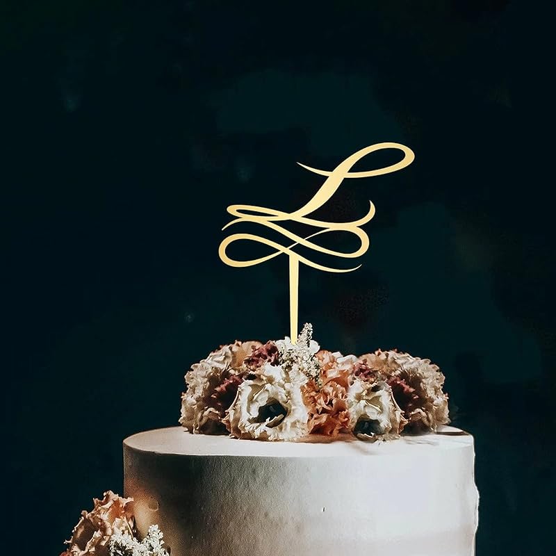 Топпер для торта с первой буквой K, монограмма, акриловый топпер для кексов, забавные аксессуары для торта для украшения свадебной годовщины, дня рождения, вечеринки, зеркальное золото