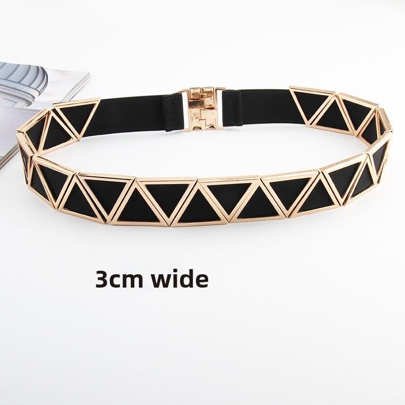 Fashion Metal Triangle Splicing Design Women Slim Waist Belt For Long Dress And Special Occasions