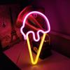 LED Neon Light Creative Shape USB/Battery Operated Flicker Free Ice Cream Neon Sign Lamp Desktop Ornament