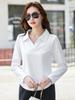 Women's Solid Color Long Sleeve T-Shirt with Turn-Down Collar and Curved Hem - Autumn 2025 Collection