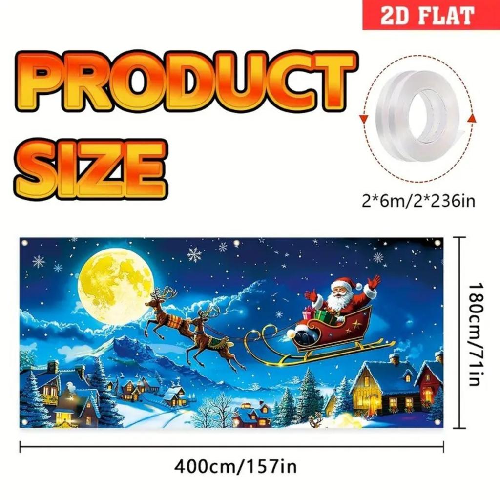 Рождественский УФ Флуоресцентный Баннер-Чехол для Гаражных Ворот Праздничное Украшение для Вечеринки