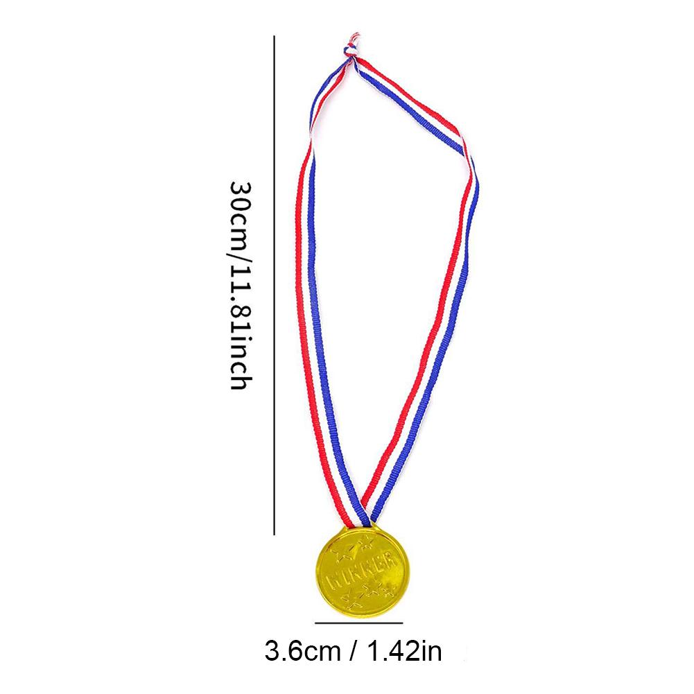 10PC Gold Plastic Winner Award Medals for Kids Birthday Party Favors Sports Game Prizes Soccer Football Pinata Fillers Toys Gift