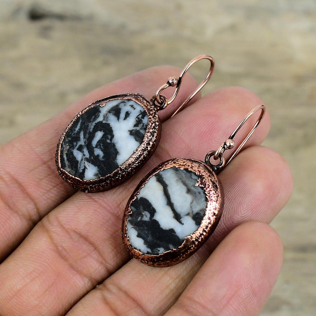 Серьги из бирюзы белого буйвола, медные серьги с гальванопластикой, ювелирные изделия ручной работы, серьги из настоящих драгоценных камней, потрясающие медные украшения, подарки на помолвку