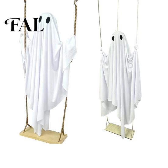 Halloween Hanging Ghost Decorations Swing Decor with String Lights, Glowing Floating Easy Assembly Ghosts Ornament for Yard Tree, Outdoor Spooky Party