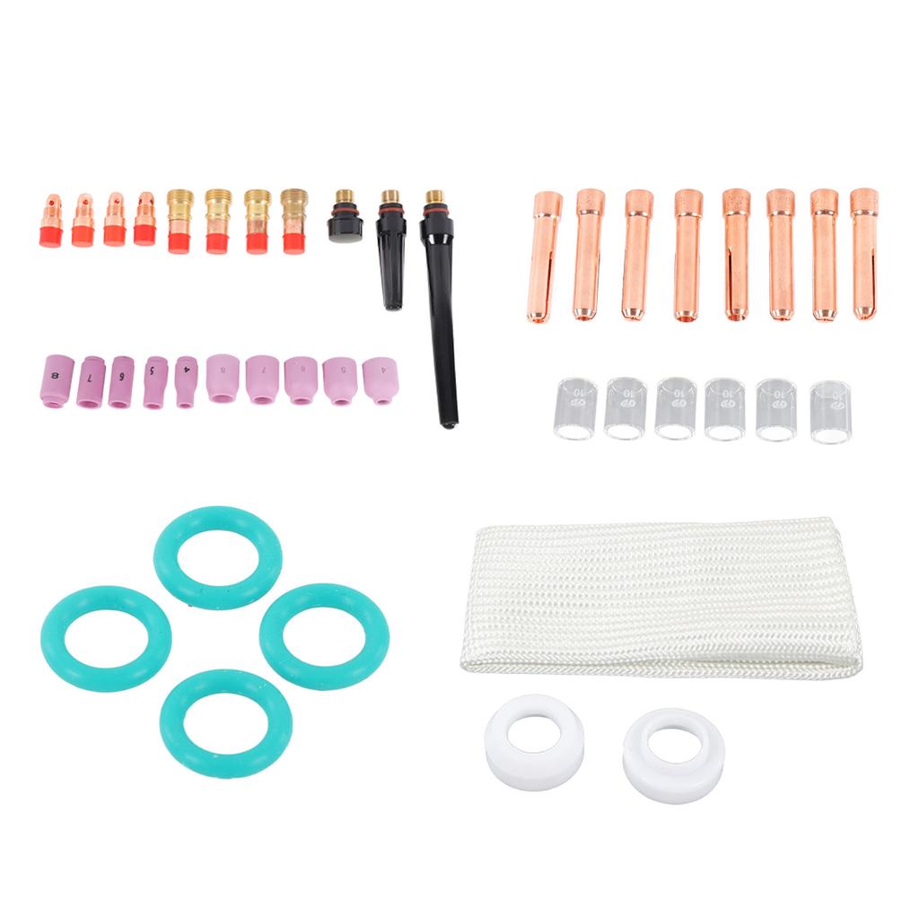 56Pcs TIG Welding Torch Accessories Kit Ceramic Nozzle Glass Cup Holder Equipment for WP17 18 26