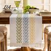 Elegant Table Runner for Parties Embroidered Leaf with Tassels, Rustic Farmhouse Rectangle Tablecloth, Imitation Kitchen Lace Cotton And Linen