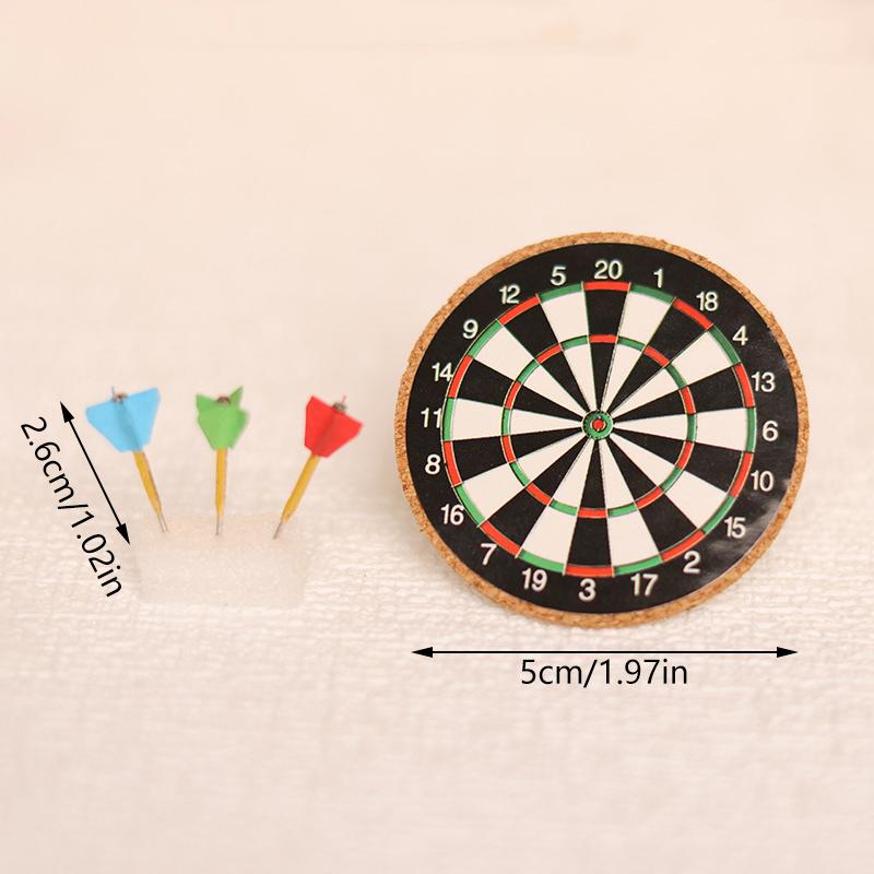1Set 1:12 Dollhouse Miniature Darts Frisbee Sports Toys Set Mini Darts Frisbee Sports Set Model Home Outdoor Scene Accessories